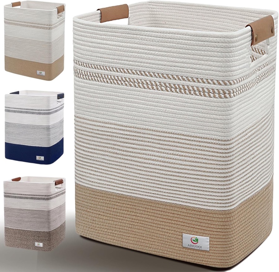 Large woven laundry hamper
